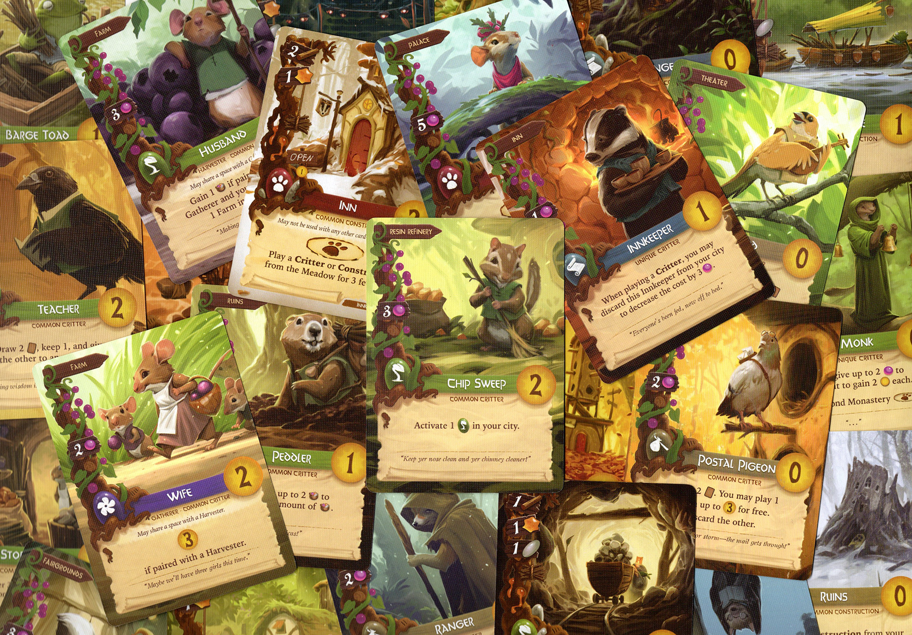 Array of Everdell cards. Image ©BoardGameReviewUK