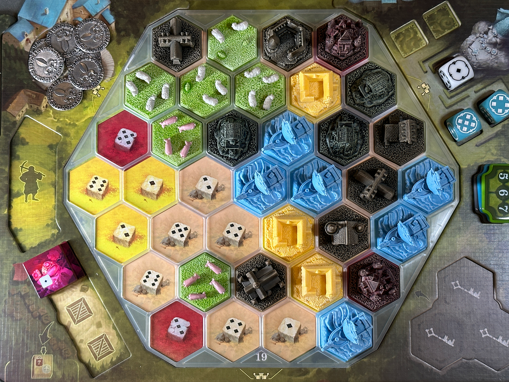 Castles of Burgundy Deluxe Edition Board Game Review Overhead rectangle Castles of Burgundy Deluxe Edition Board Game Review Overhead rectangle