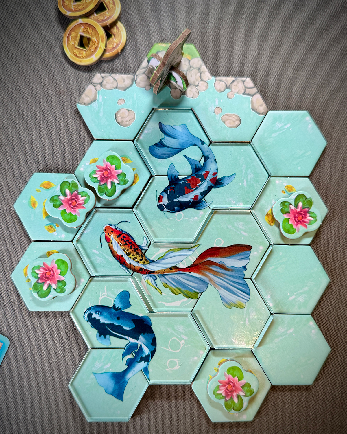 Koi Board Game Review Overhead of Pond