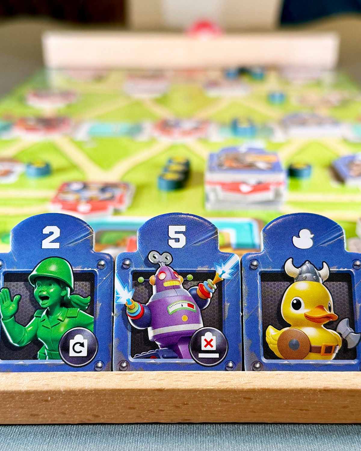 Toy Battle Board Game Review Tiles on a Rack