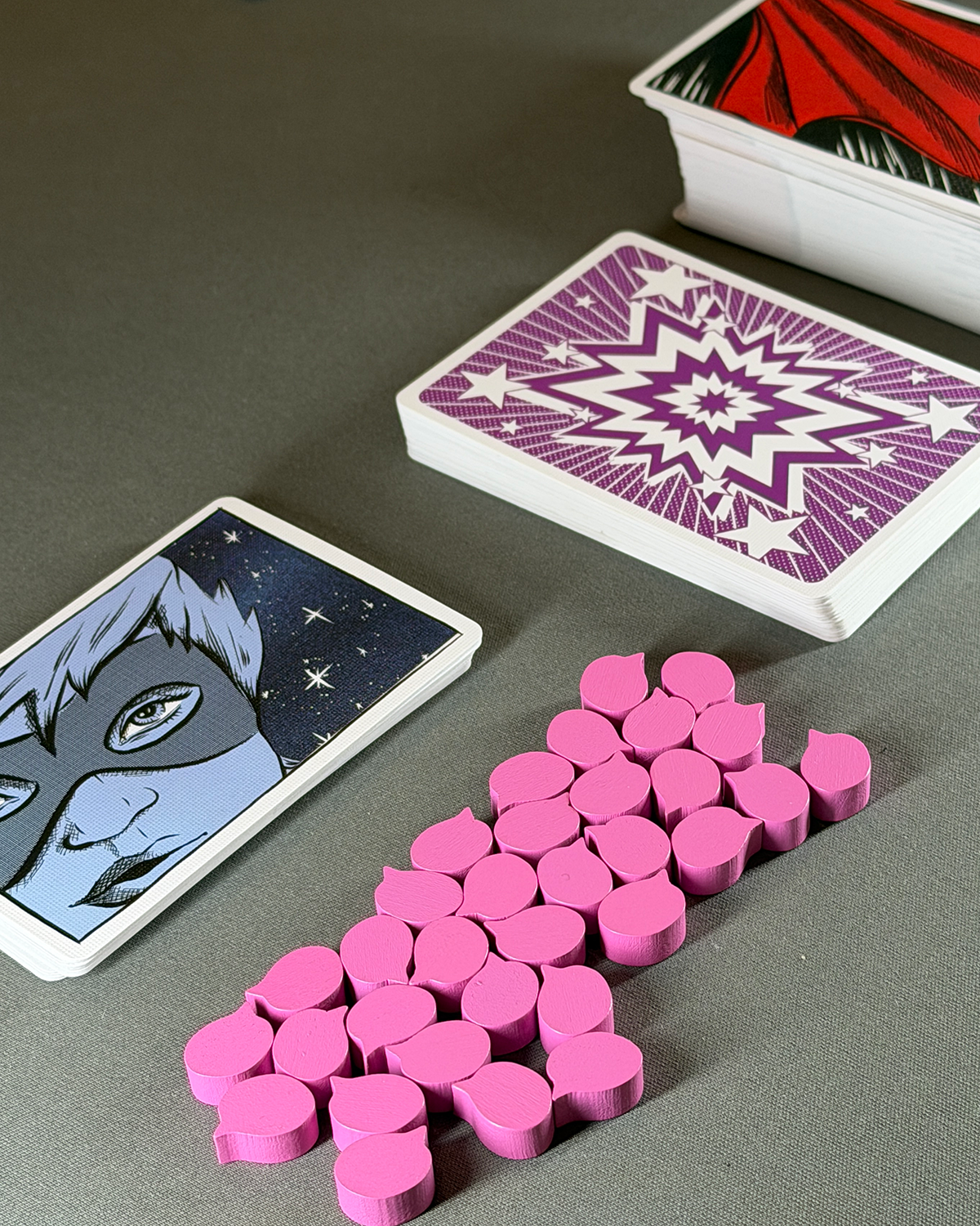 Origin Story Board Game Review Cards and Stamina Tokens