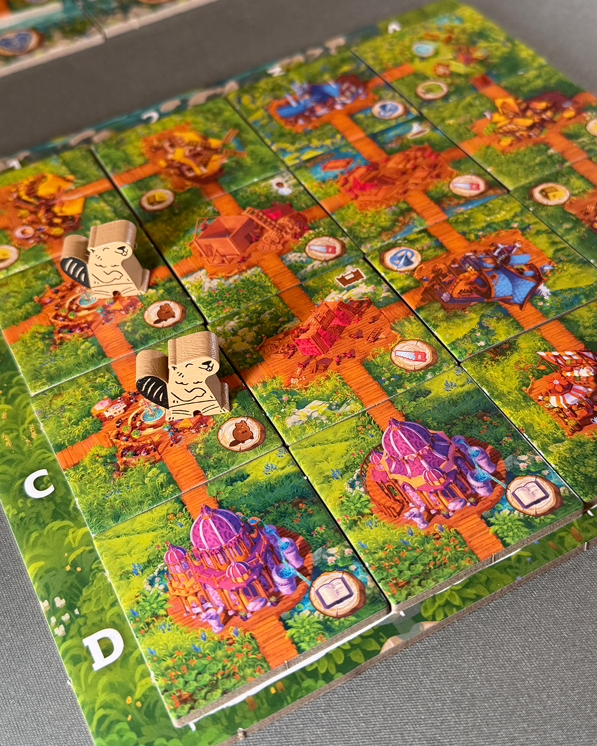 Timber Town Board Game Review Player board and beavers